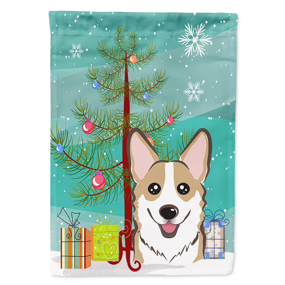 Christmas Tree and Sable Corgi Flag Canvas House Size BB1625CHF  the-store.com.