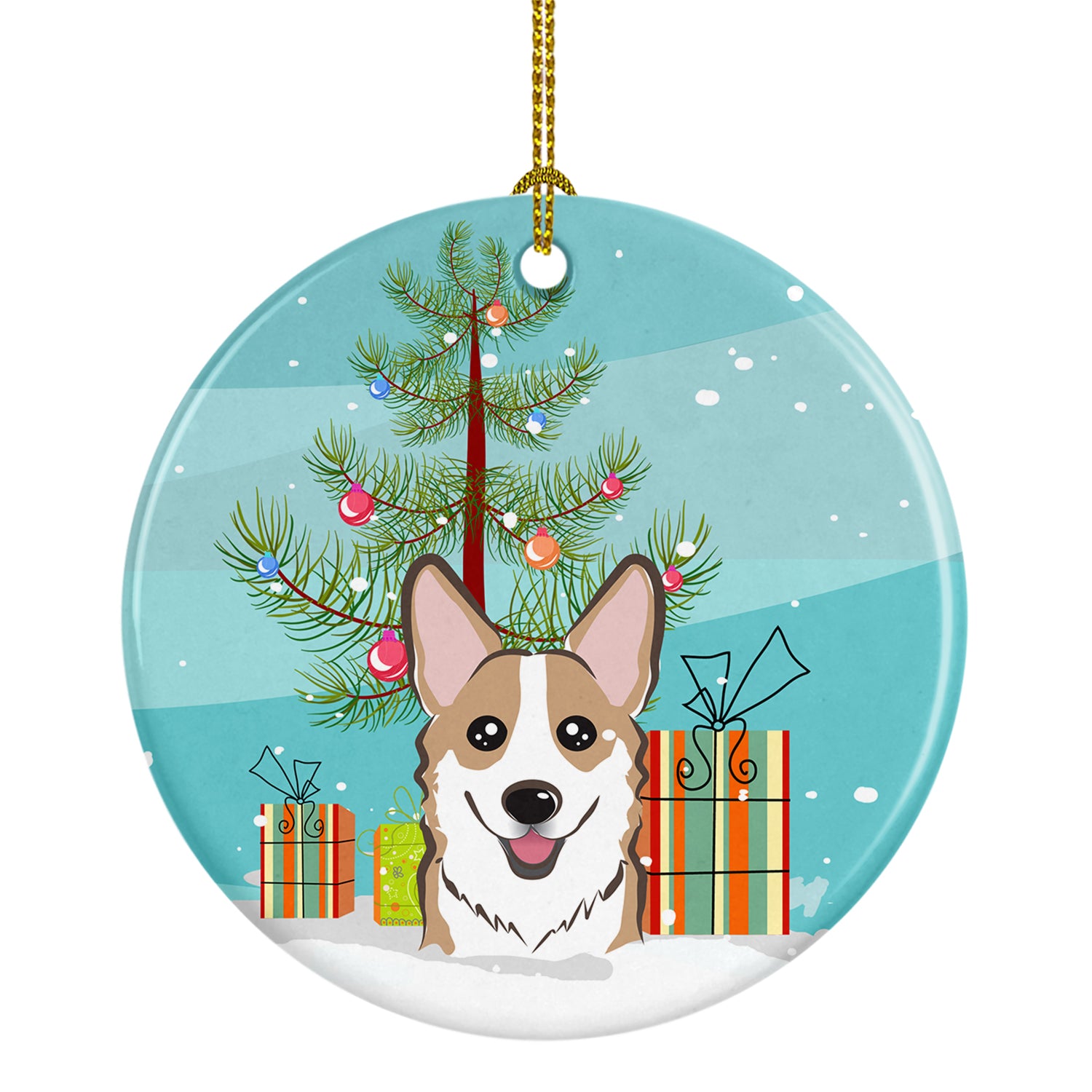 Christmas Tree and Sable Corgi Ceramic Ornament BB1625CO1 - the-store.com