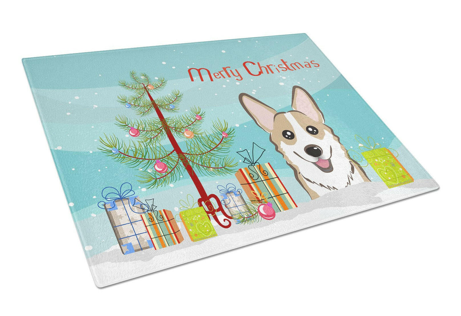 Christmas Tree and Sable Corgi Glass Cutting Board Large BB1625LCB by Caroline's Treasures