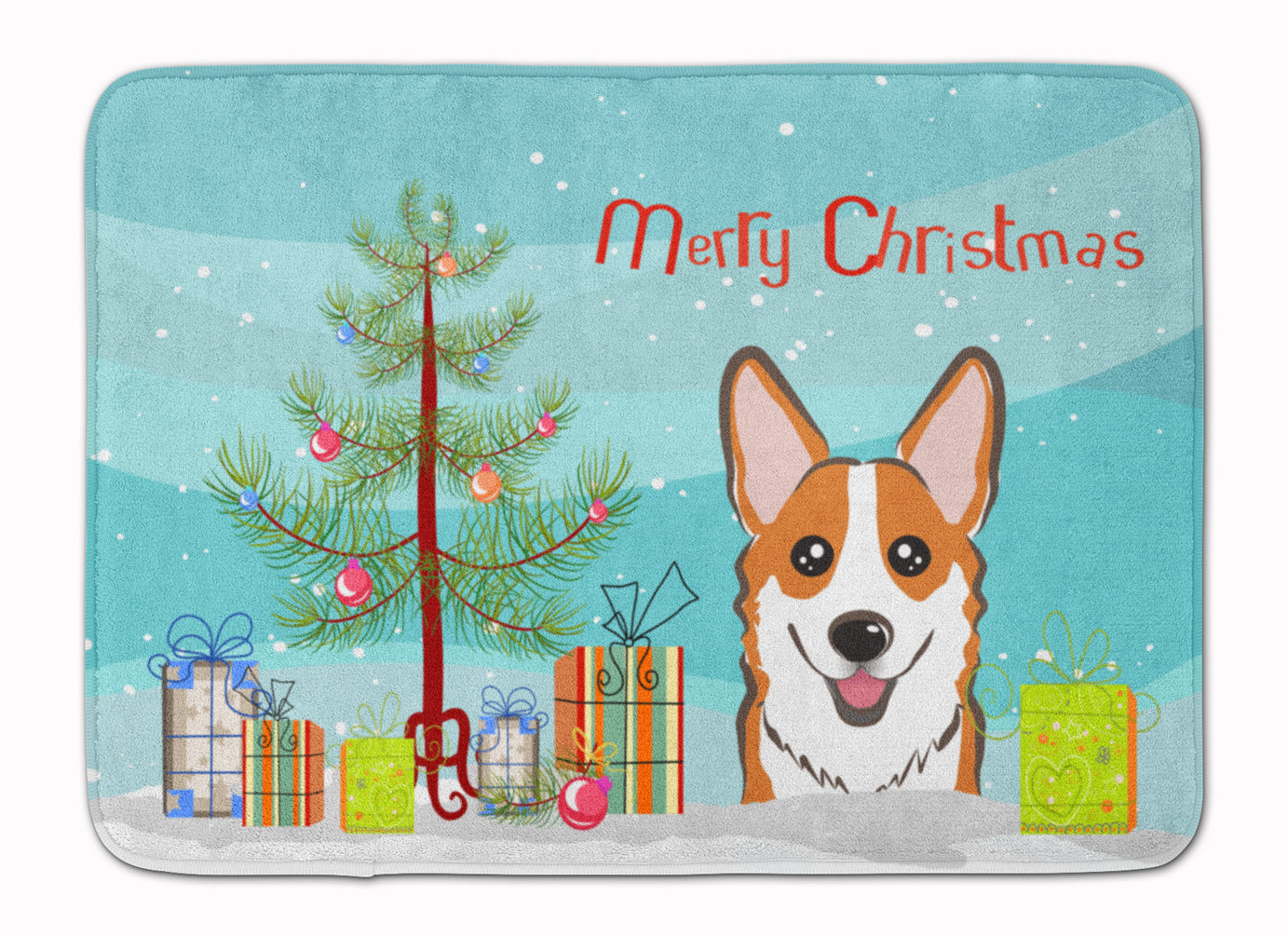 Christmas Tree and Red Corgi Machine Washable Memory Foam Mat BB1626RUG - the-store.com