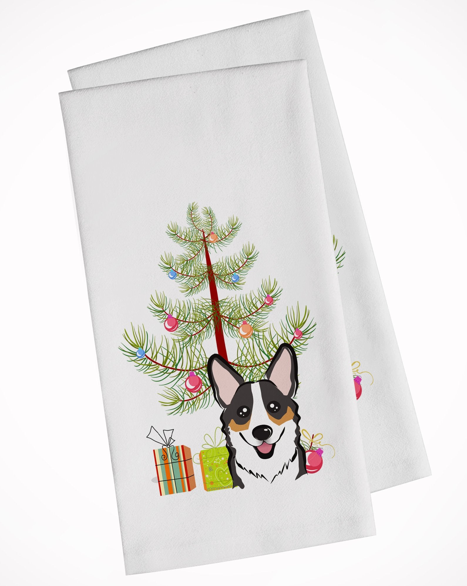 Christmas Tree and Tricolor Corgi White Kitchen Towel Set of 2 BB1627WTKT by Caroline's Treasures