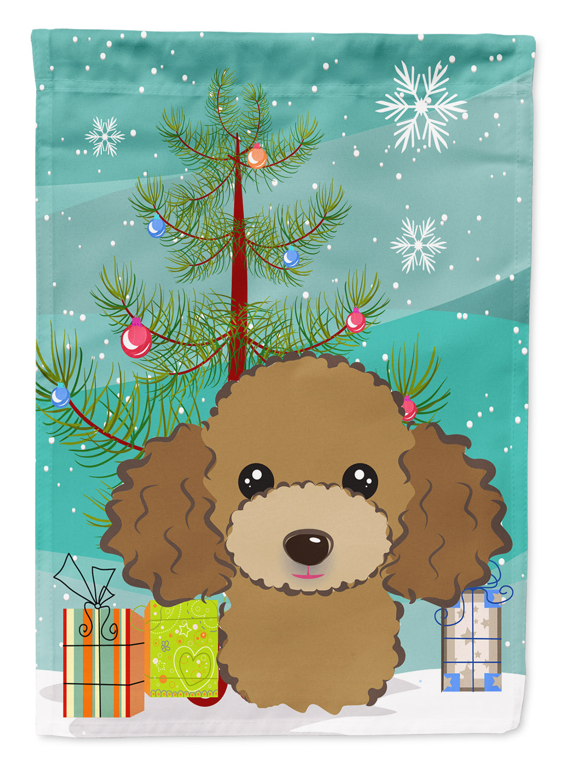 Christmas Tree and Chocolate Brown Poodle Flag Garden Size BB1628GF.