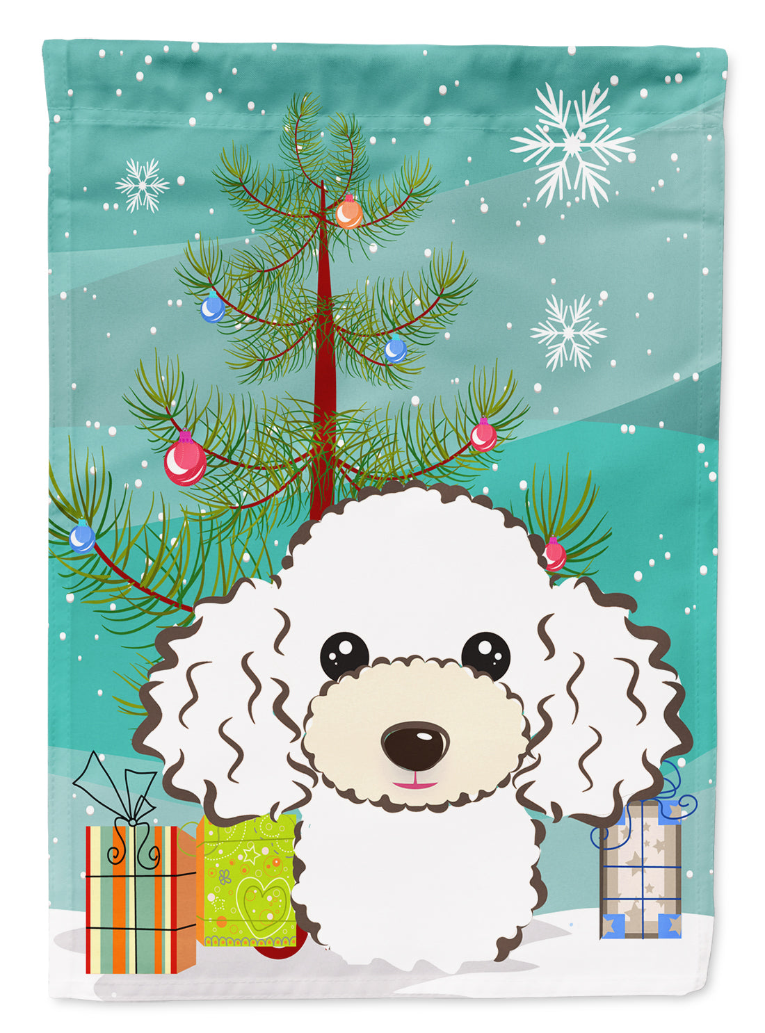 Christmas Tree and White Poodle Flag Garden Size BB1629GF.