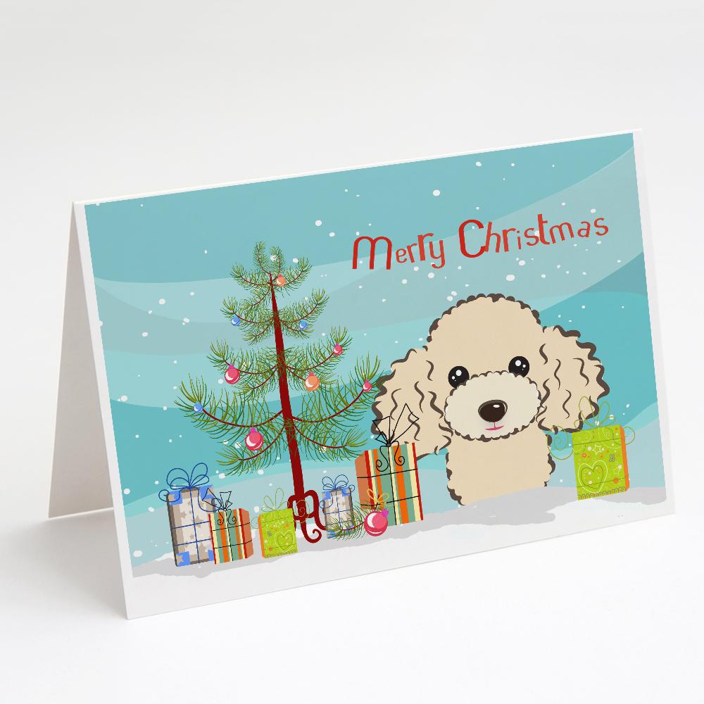 Buy this Christmas Tree and Buff Poodle Greeting Cards and Envelopes Pack of 8