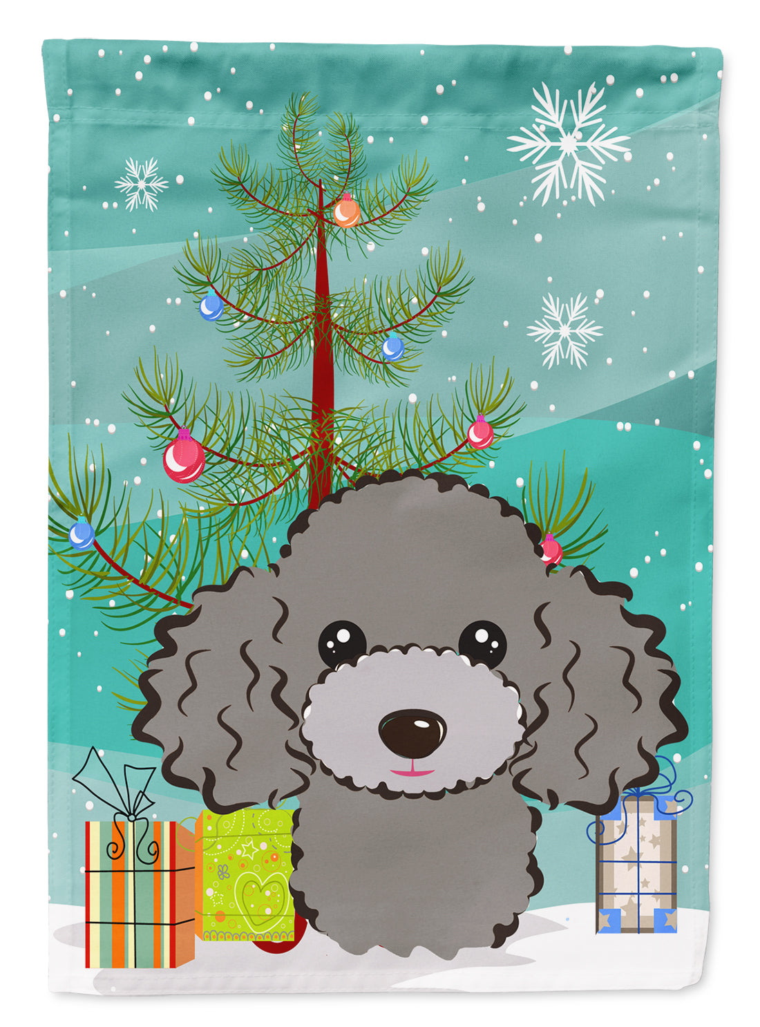 Christmas Tree and Silver Gray Poodle Flag Garden Size BB1631GF.