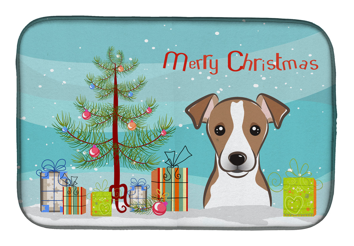 Christmas Tree and Jack Russell Terrier Dish Drying Mat BB1632DDM  the-store.com.