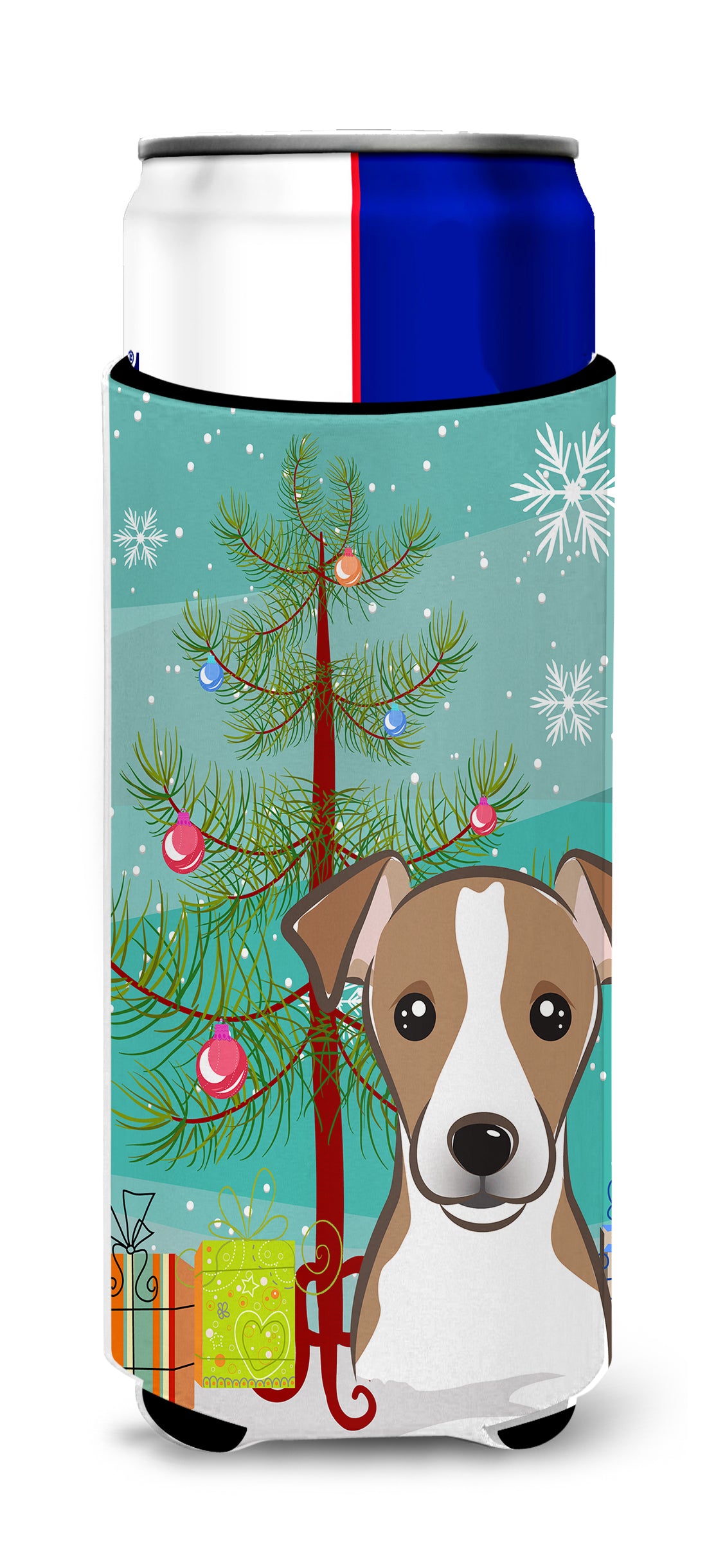 Christmas Tree and Jack Russell Terrier Ultra Beverage Insulators for slim cans BB1632MUK  the-store.com.