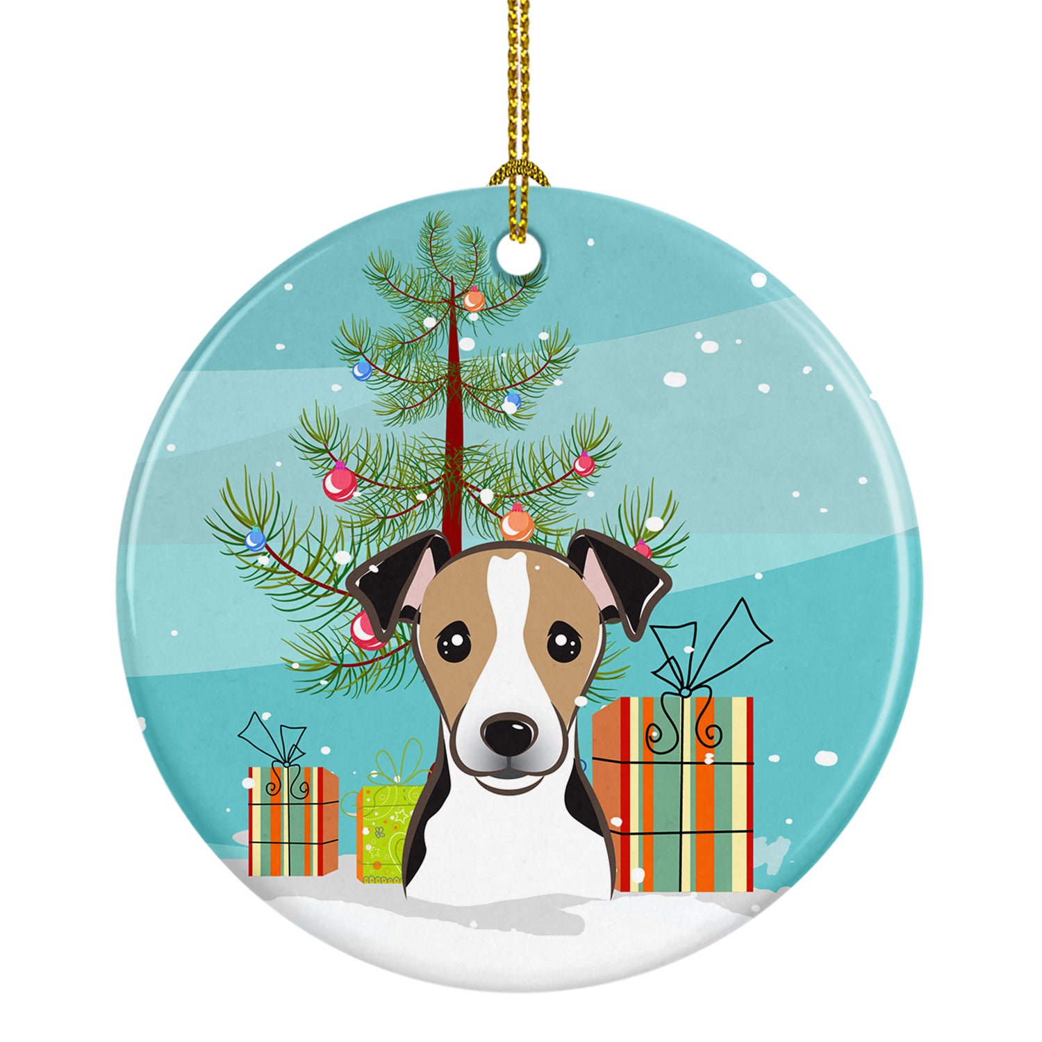 Christmas Tree and Jack Russell Terrier Ceramic Ornament BB1633CO1 - the-store.com