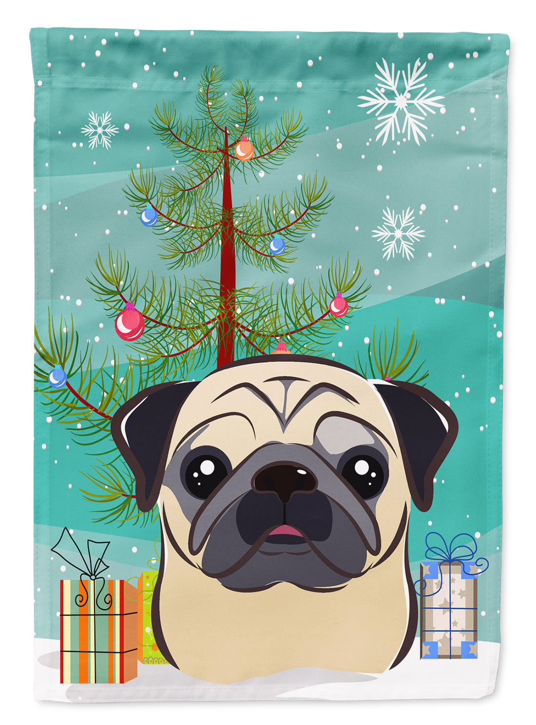 Christmas Tree and Fawn Pug Flag Canvas House Size BB1634CHF  the-store.com.