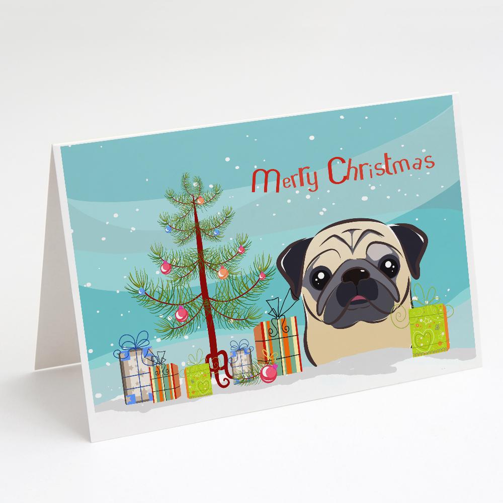 Buy this Christmas Tree and Fawn Pug Greeting Cards and Envelopes Pack of 8