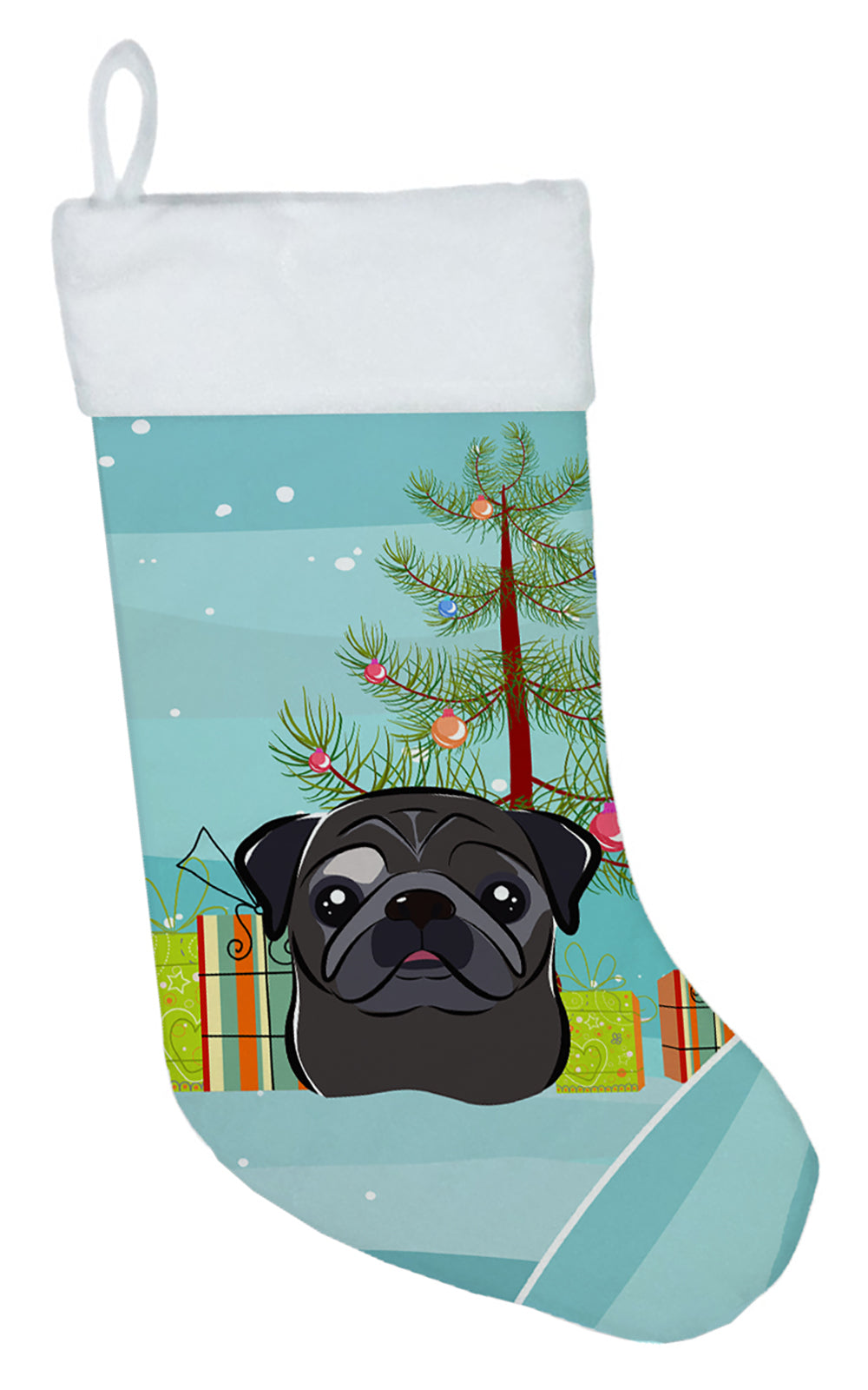 Christmas Tree and Black Pug Christmas Stocking BB1635CS  the-store.com.