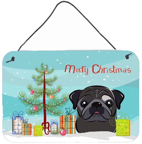 Christmas Tree and Black Pug Wall or Door Hanging Prints by Caroline&#39;s Treasures