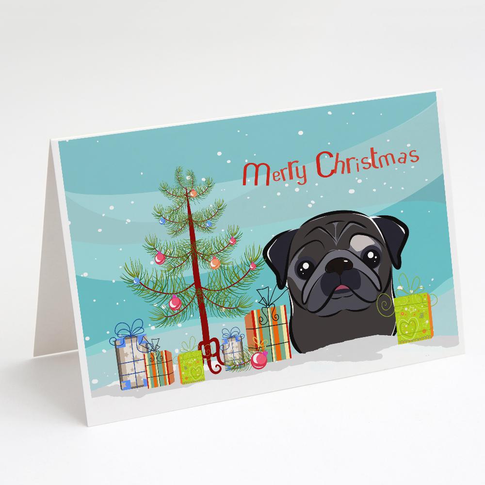 Buy this Christmas Tree and Black Pug Greeting Cards and Envelopes Pack of 8