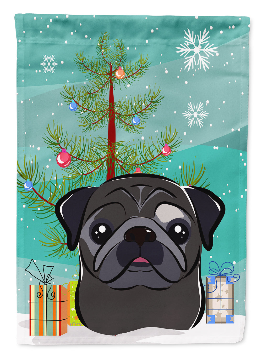 Christmas Tree and Black Pug Flag Garden Size BB1635GF.