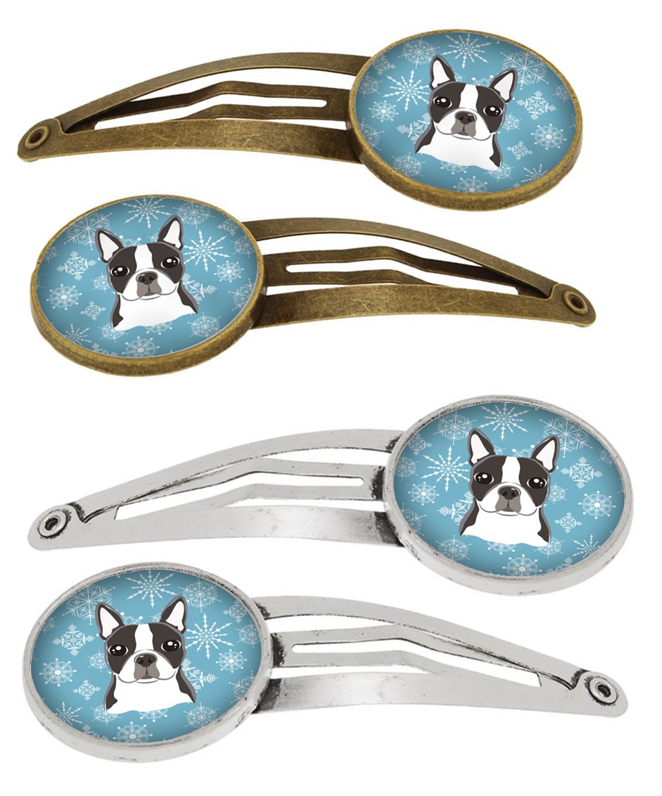 Snowflake Boston Terrier Set of 4 Barrettes Hair Clips BB1637HCS4 by Caroline's Treasures