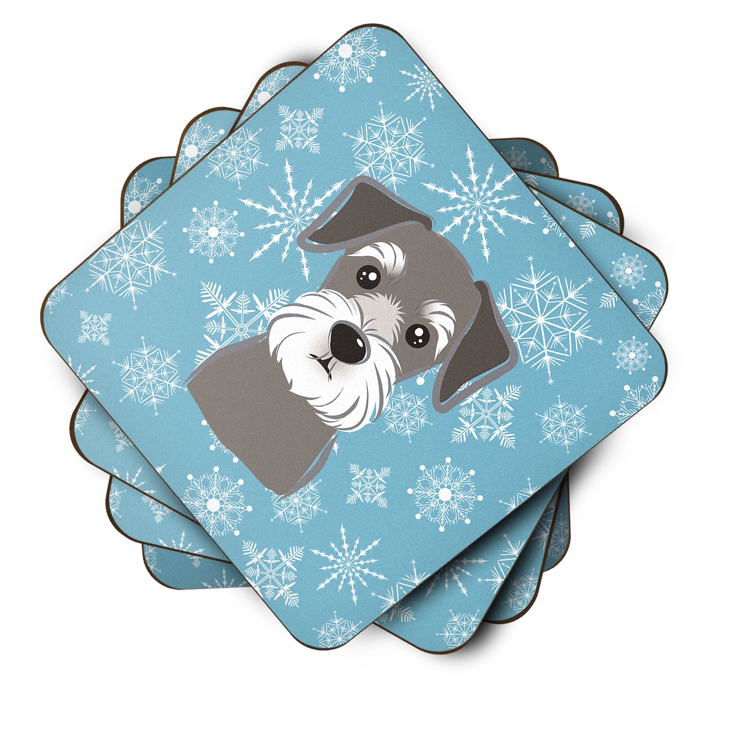 Set of 4 Snowflake Schnauzer Foam Coasters BB1640FC - the-store.com