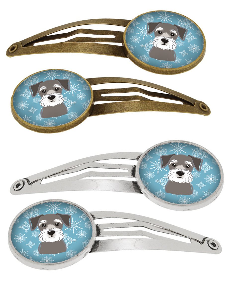 Snowflake Schnauzer Set of 4 Barrettes Hair Clips BB1640HCS4 by Caroline's Treasures