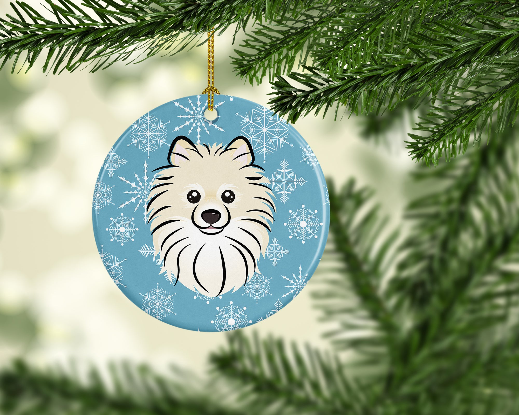 Snowflake Pomeranian Ceramic Ornament BB1641CO1 - the-store.com