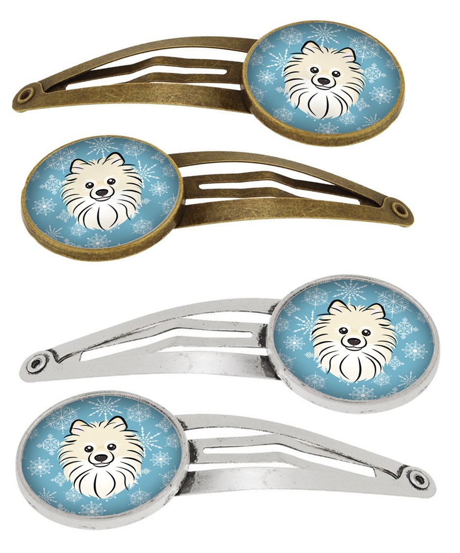 Snowflake Pomeranian Set of 4 Barrettes Hair Clips BB1641HCS4 by Caroline's Treasures