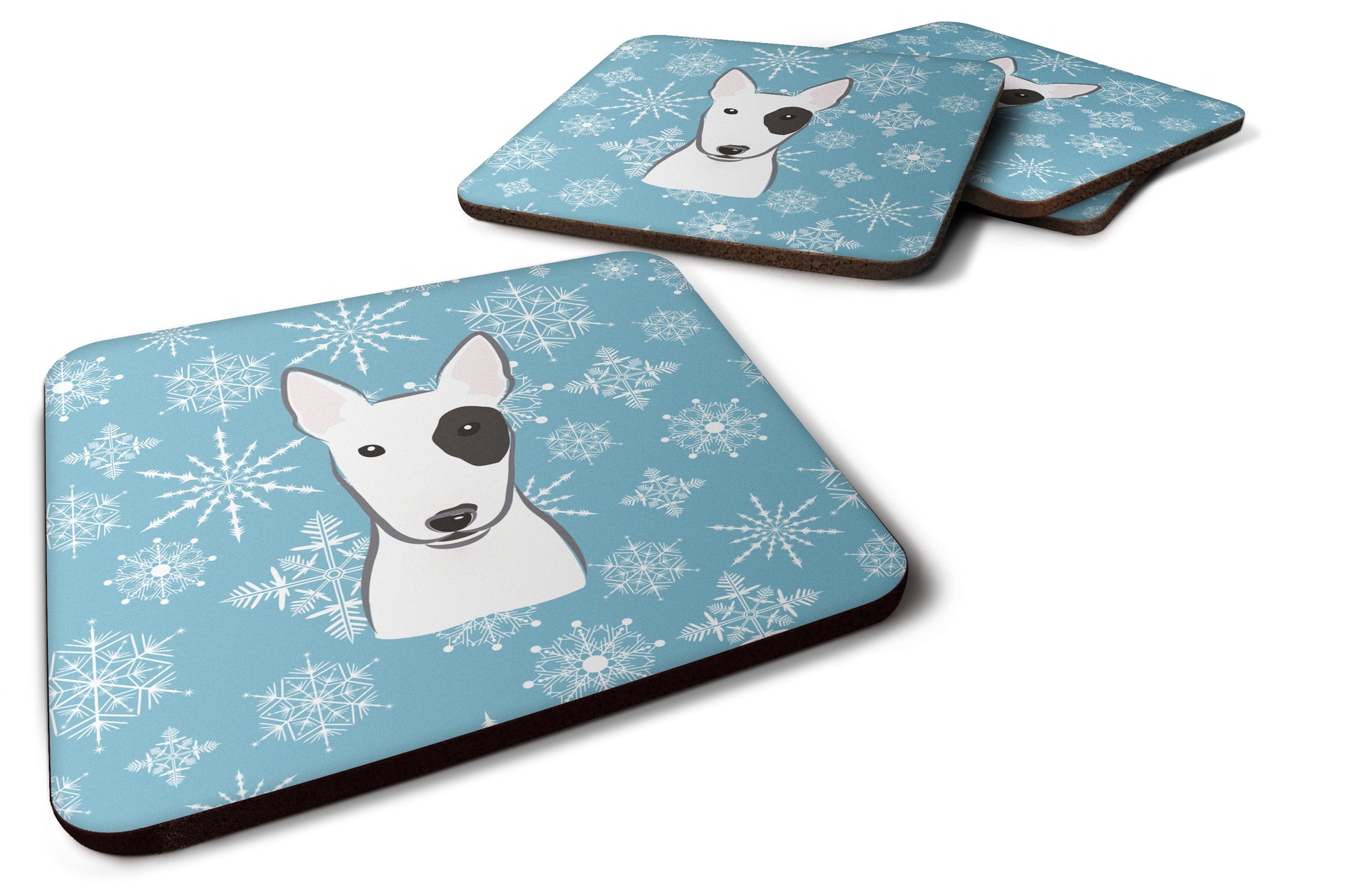 Set of 4 Snowflake Bull Terrier Foam Coasters BB1643FC - the-store.com