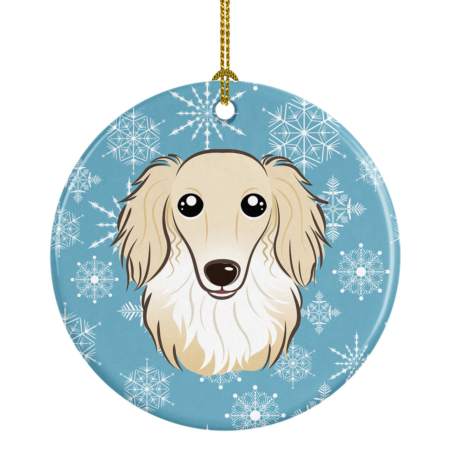 Snowflake Longhair Creme Dachshund Ceramic Ornament BB1646CO1 - the-store.com