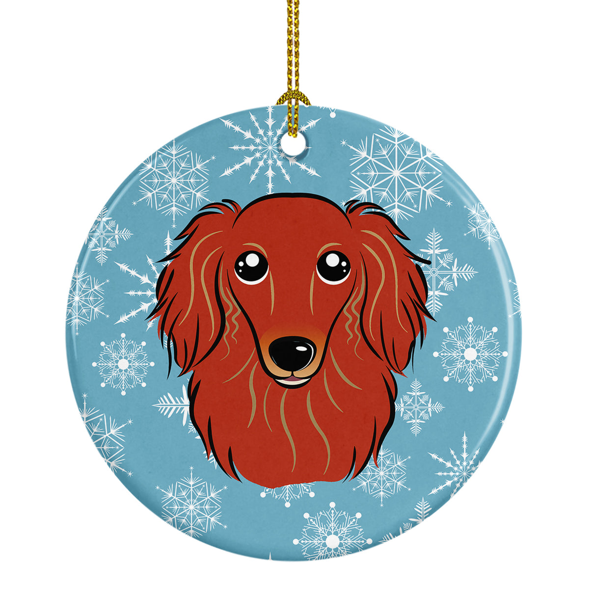 Snowflake Longhair Red Dachshund Ceramic Ornament BB1648CO1 - the-store.com