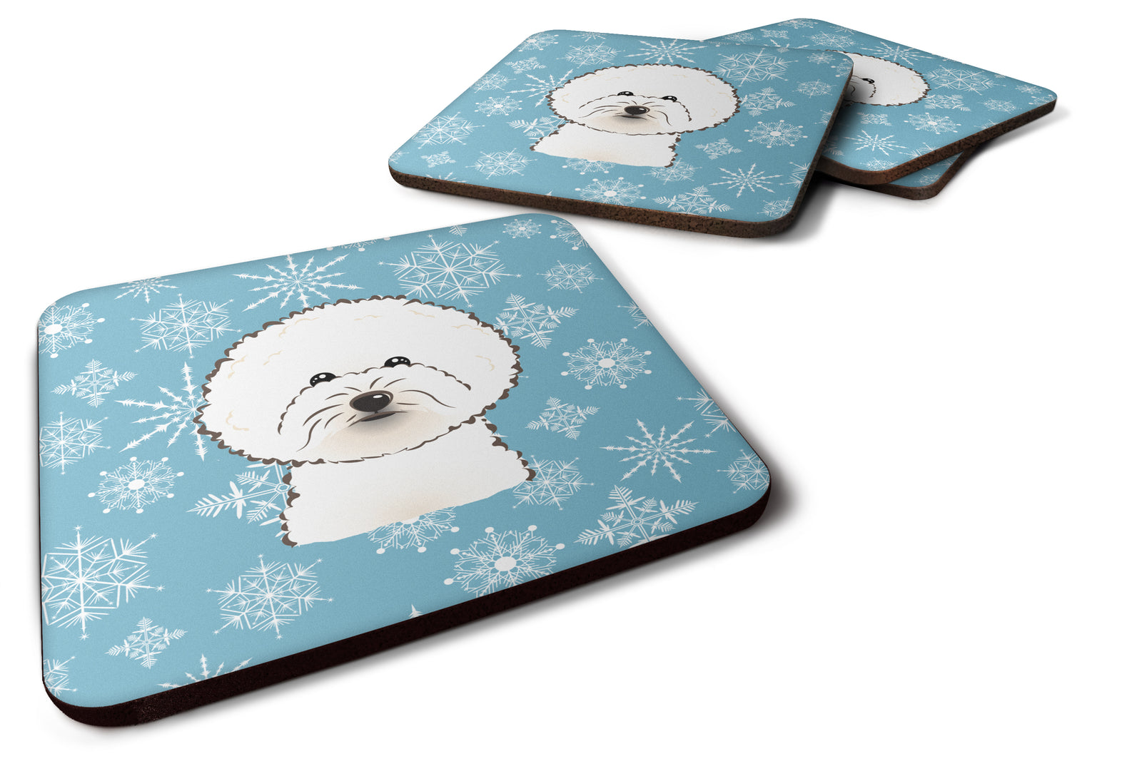 Set of 4 Snowflake Bichon Frise Foam Coasters BB1651FC - the-store.com