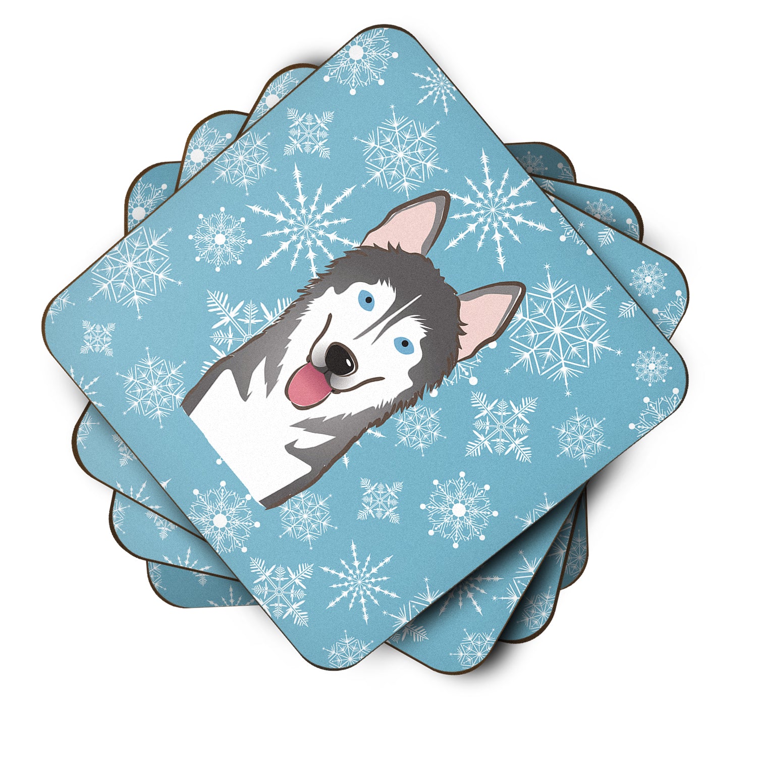 Set of 4 Snowflake Alaskan Malamute Foam Coasters BB1652FC - the-store.com