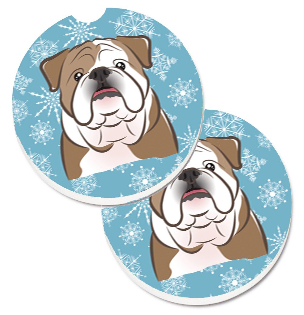 Snowflake English Bulldog  Set of 2 Cup Holder Car Coasters BB1653CARC by Caroline&#39;s Treasures