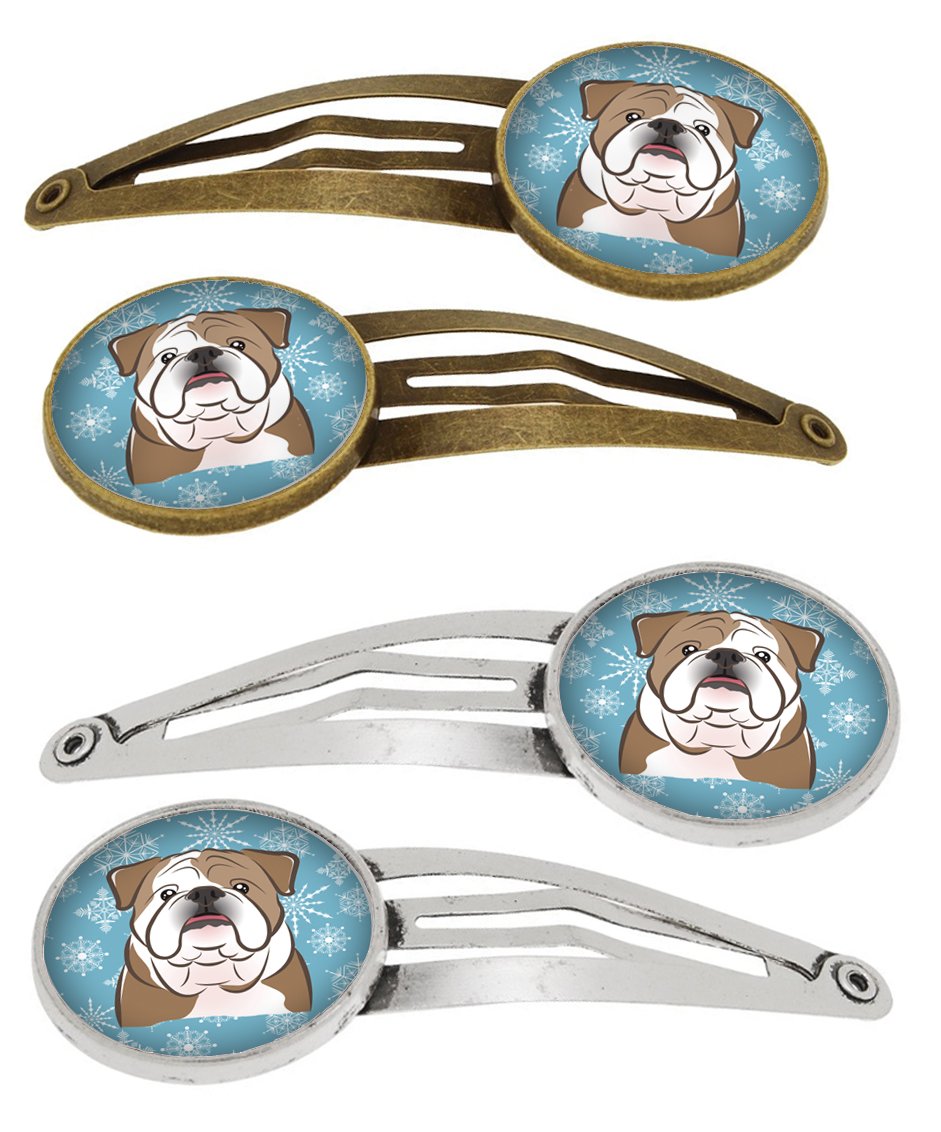 Snowflake English Bulldog  Set of 4 Barrettes Hair Clips BB1653HCS4 by Caroline's Treasures