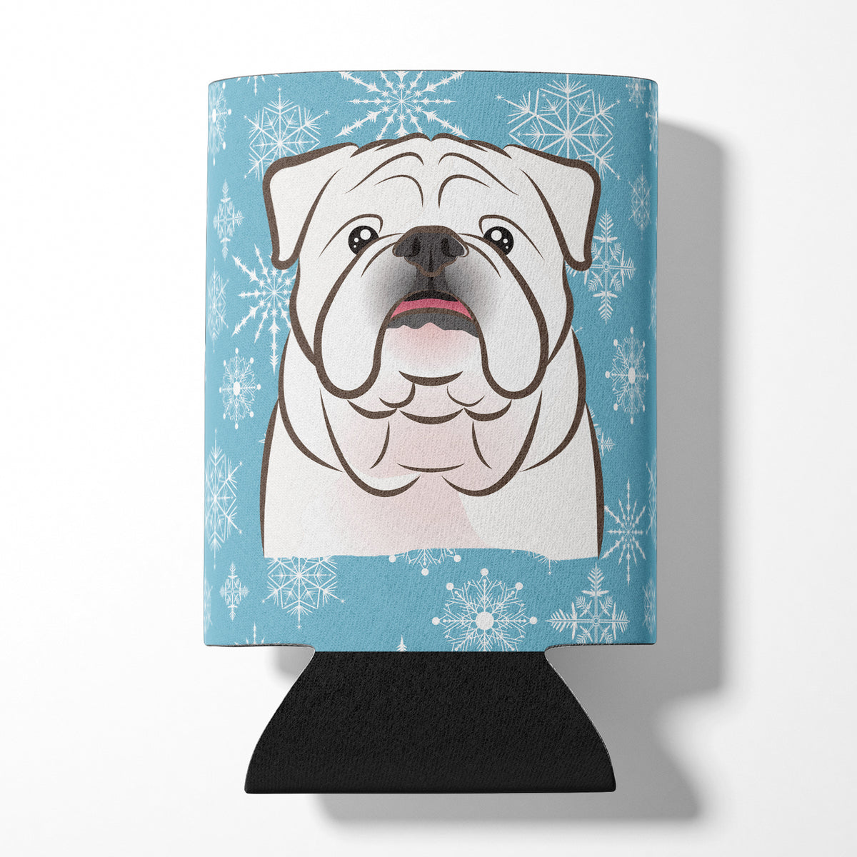 Snowflake White English Bulldog  Can or Bottle Hugger BB1654CC.