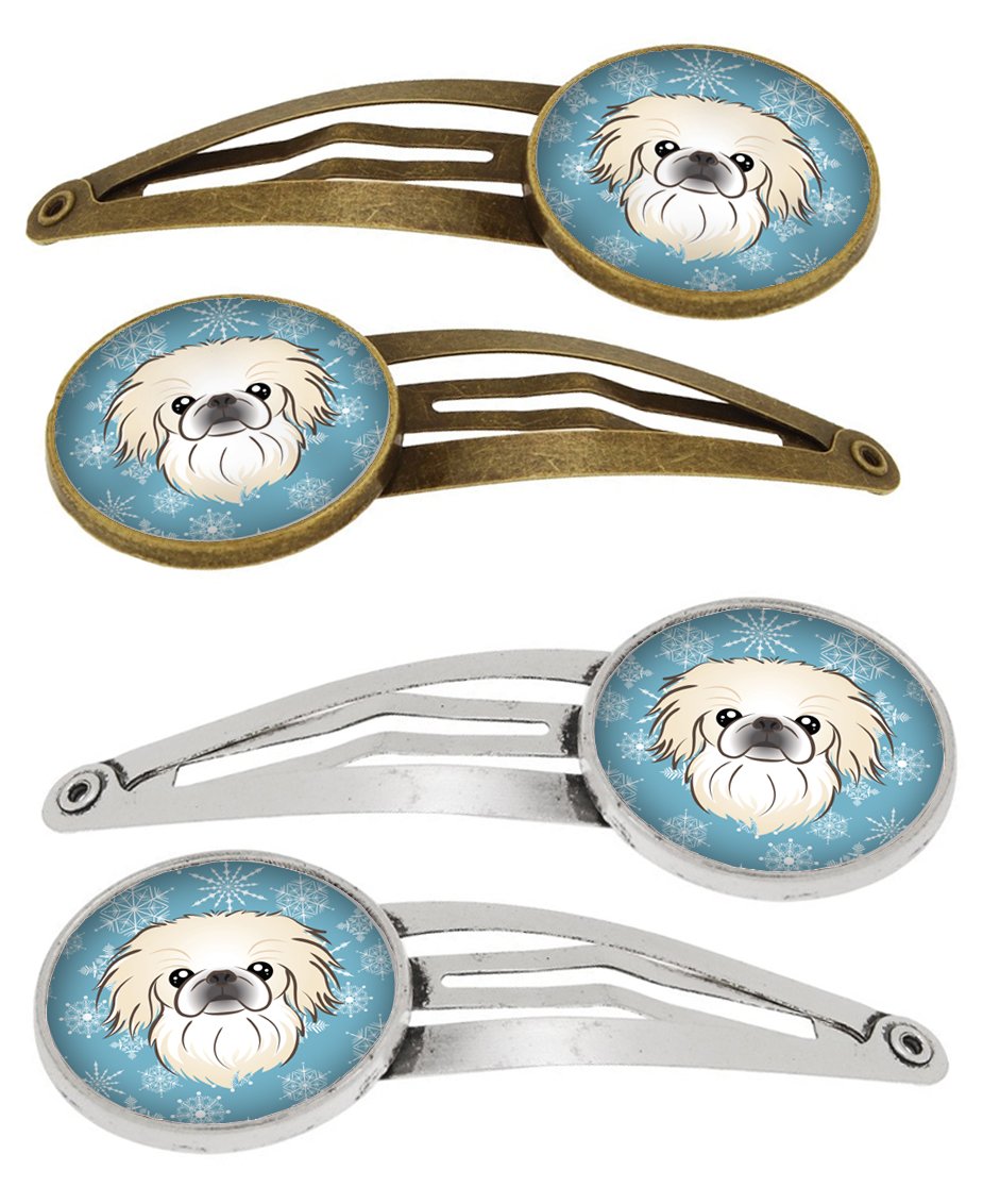 Snowflake Pekingese Set of 4 Barrettes Hair Clips BB1655HCS4 by Caroline's Treasures