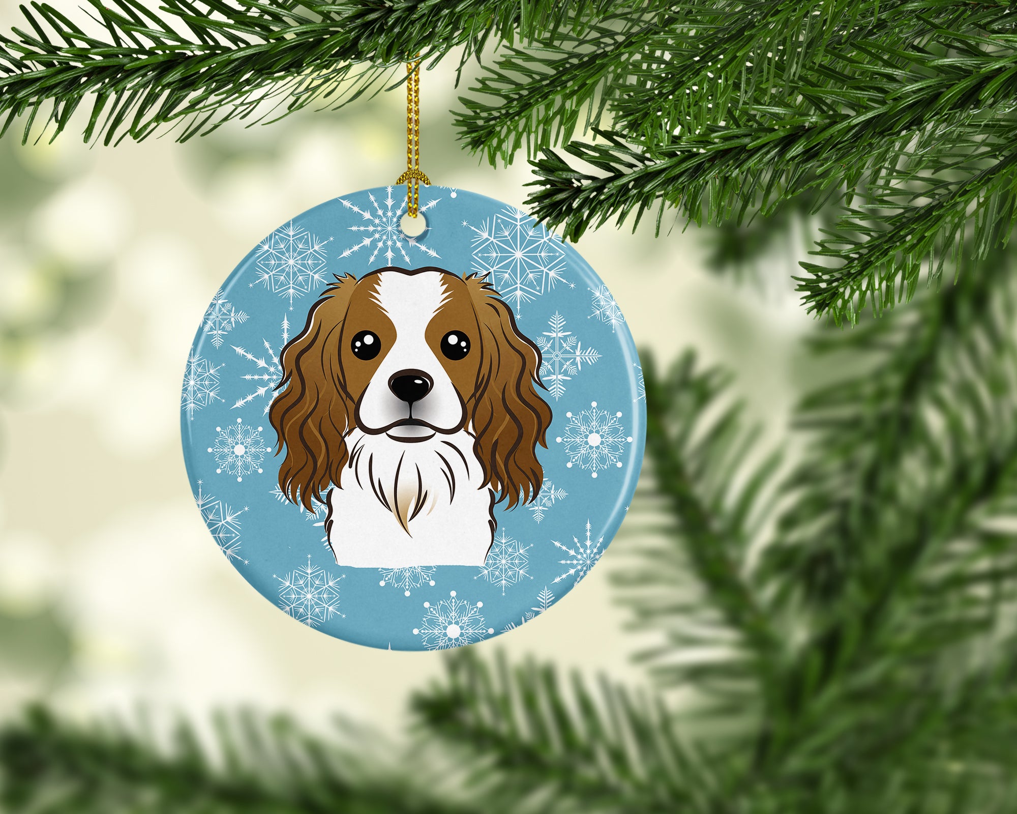 Snowflake Cavalier Spaniel Ceramic Ornament BB1658CO1 - the-store.com