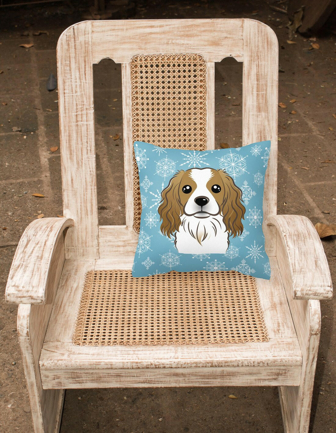 Snowflake Cavalier Spaniel Fabric Decorative Pillow BB1658PW1414 - the-store.com