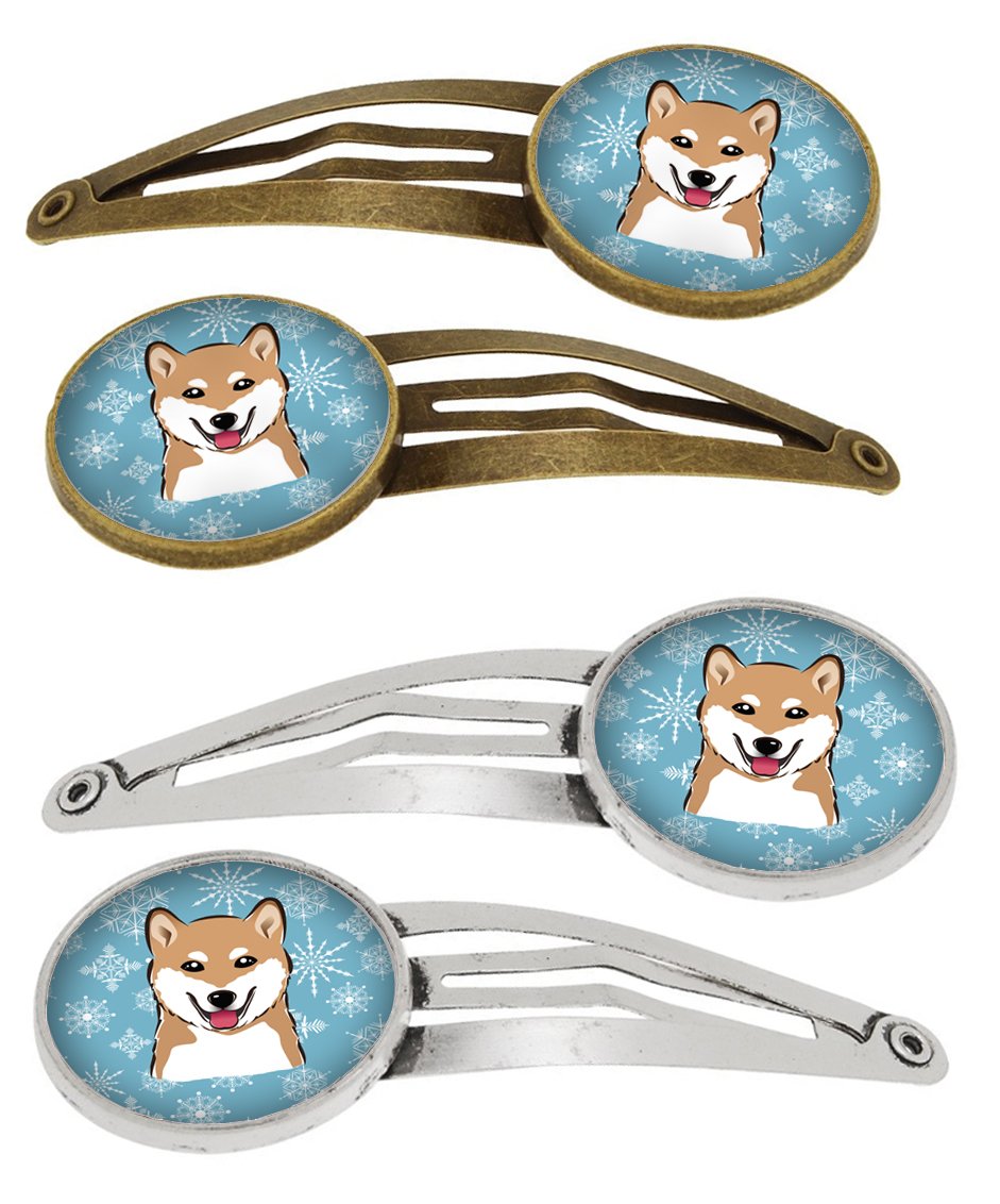 Snowflake Shiba Inu Set of 4 Barrettes Hair Clips BB1659HCS4 by Caroline's Treasures