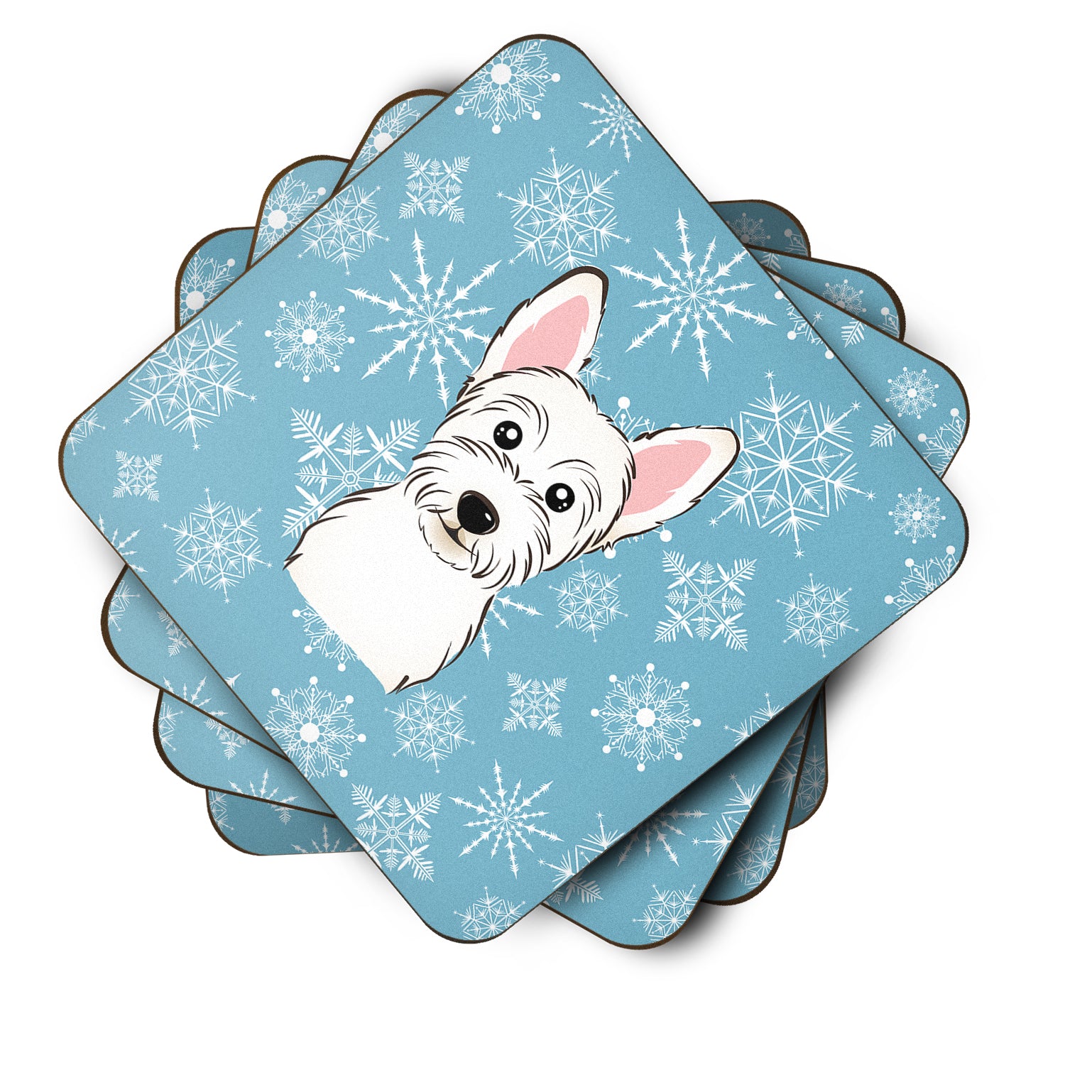 Set of 4 Snowflake Westie Foam Coasters BB1660FC - the-store.com