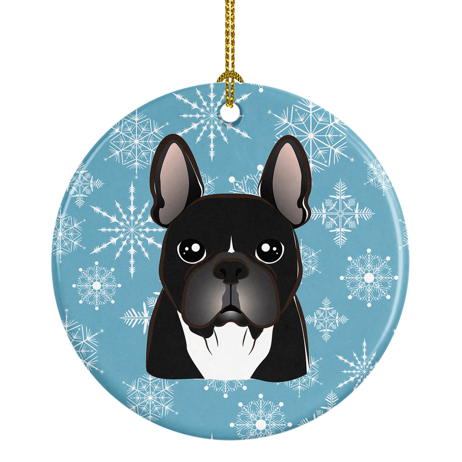 Snowflake French Bulldog Ceramic Ornament BB1661CO1 - the-store.com