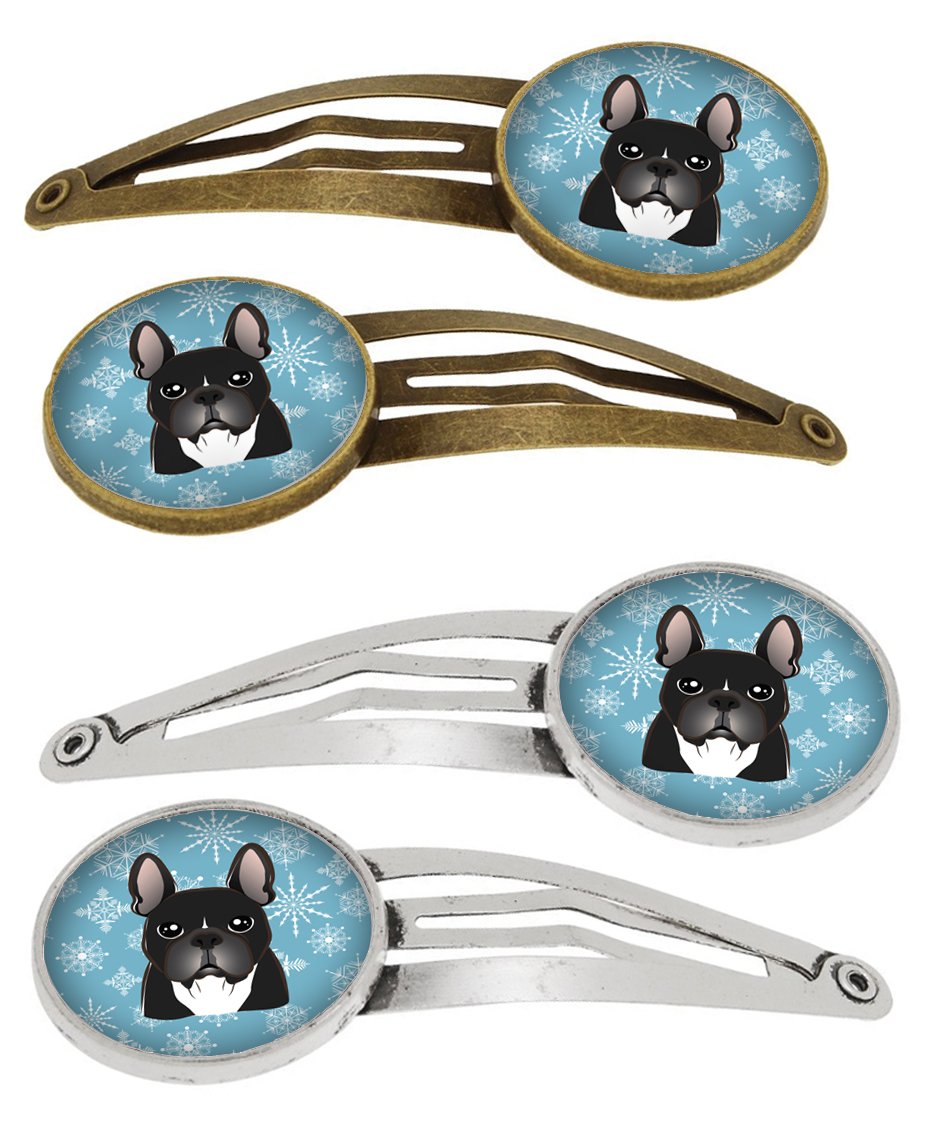 Snowflake French Bulldog Set of 4 Barrettes Hair Clips BB1661HCS4 by Caroline's Treasures