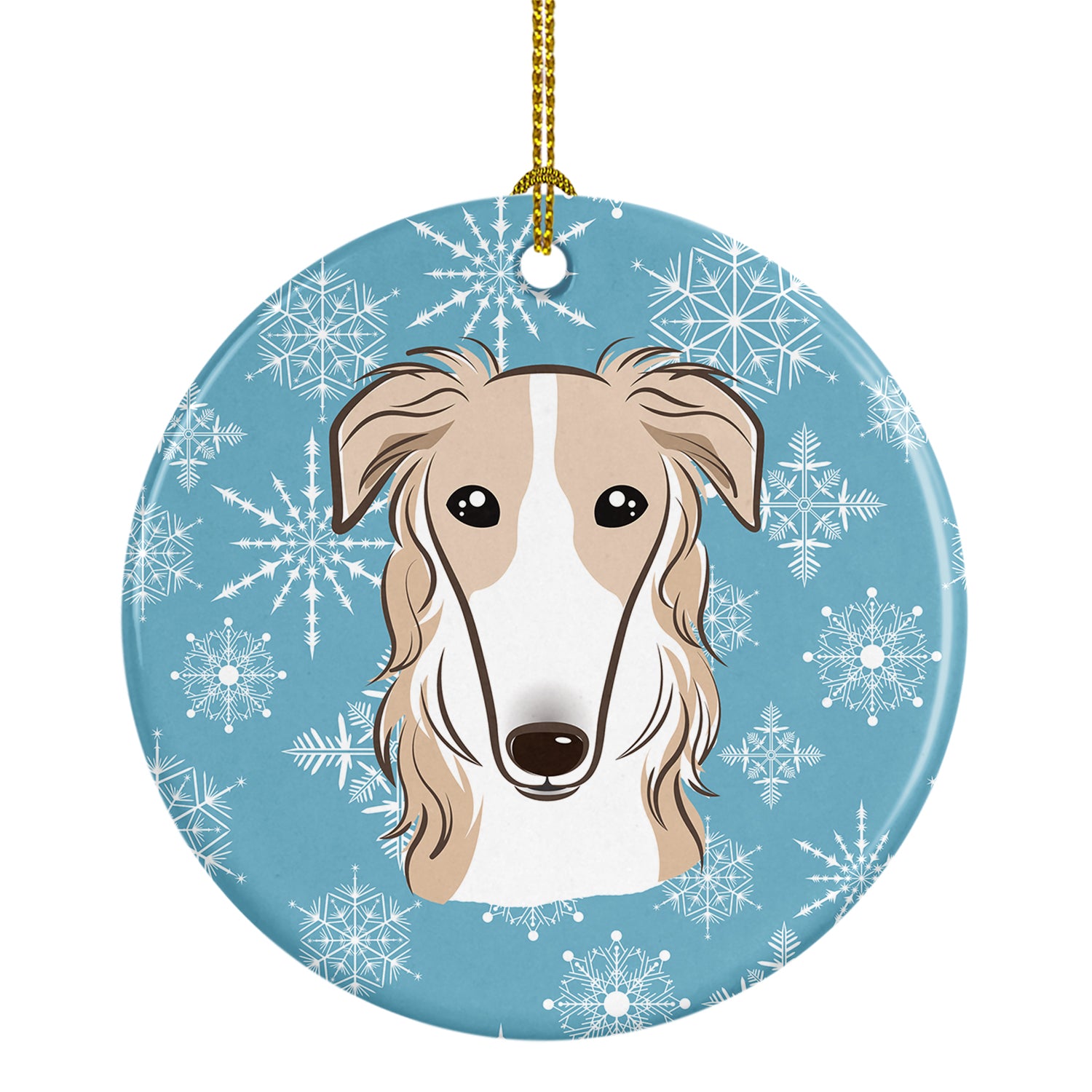 Snowflake Borzoi Ceramic Ornament BB1662CO1 - the-store.com