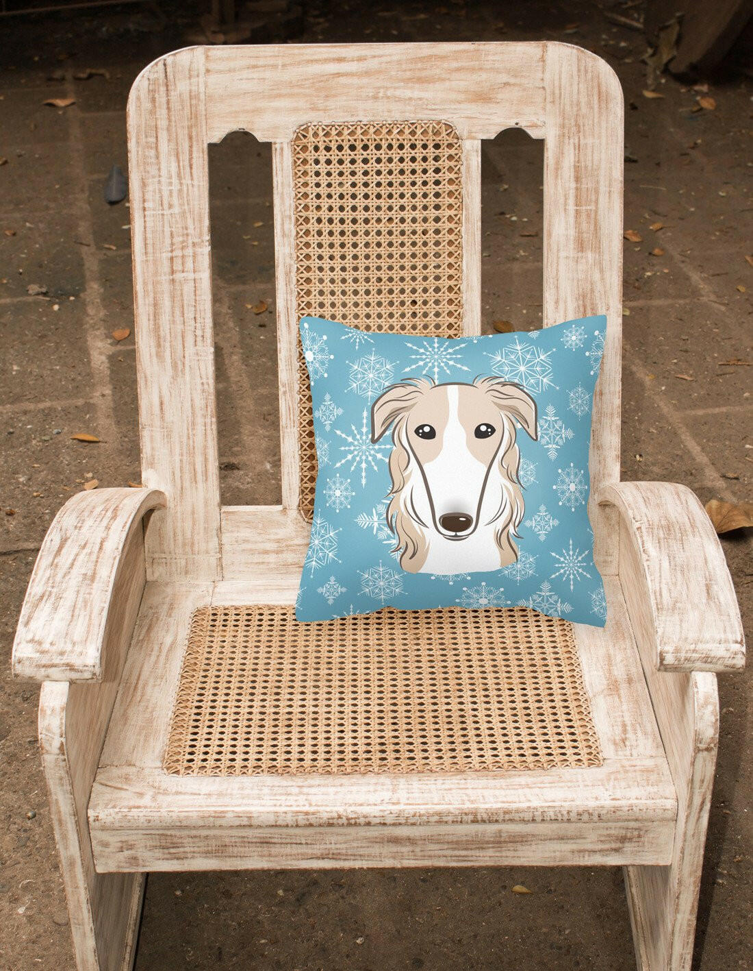 Snowflake Borzoi Fabric Decorative Pillow BB1662PW1414 - the-store.com