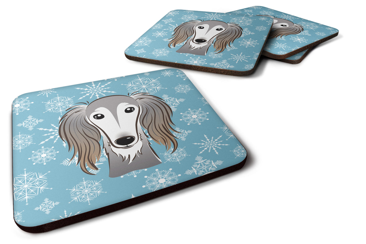 Set of 4 Snowflake Saluki Foam Coasters BB1663FC - the-store.com