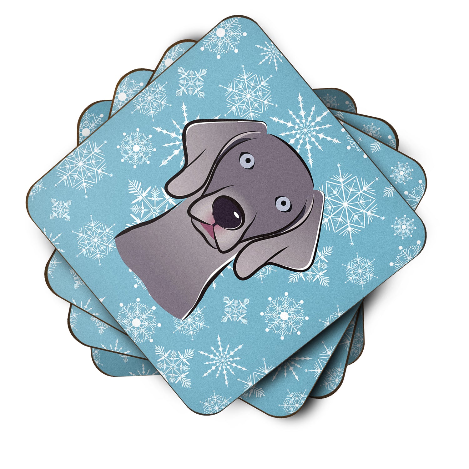 Set of 4 Snowflake Weimaraner Foam Coasters BB1665FC - the-store.com