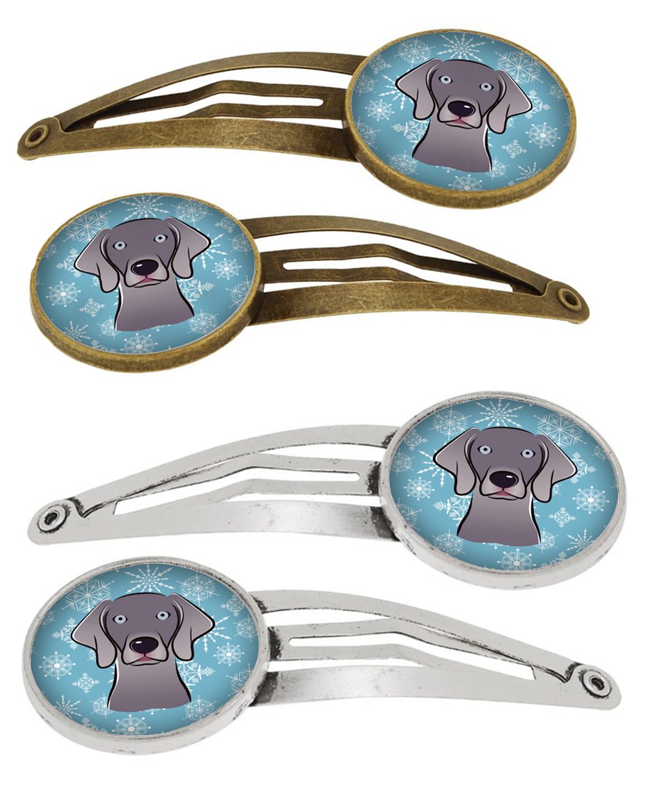 Snowflake Weimaraner Set of 4 Barrettes Hair Clips BB1665HCS4 by Caroline&#39;s Treasures