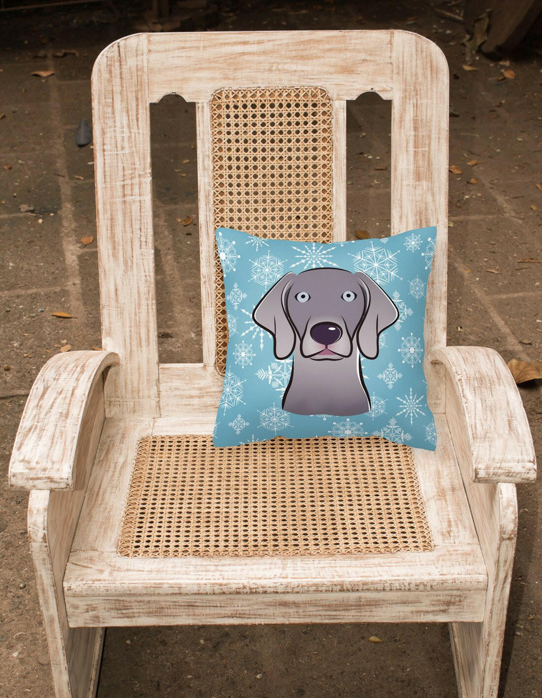 Snowflake Weimaraner Fabric Decorative Pillow BB1665PW1414 - the-store.com