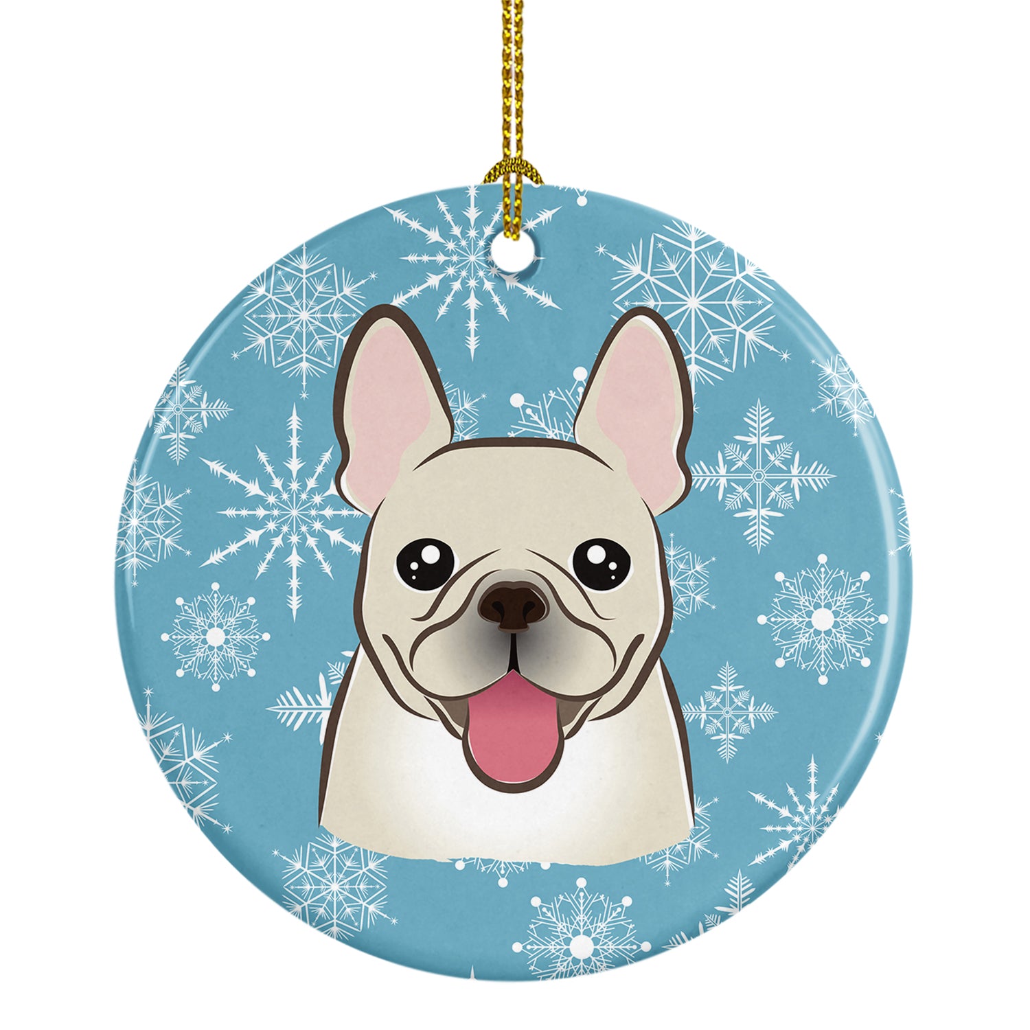 Snowflake French Bulldog Ceramic Ornament BB1672CO1 - the-store.com