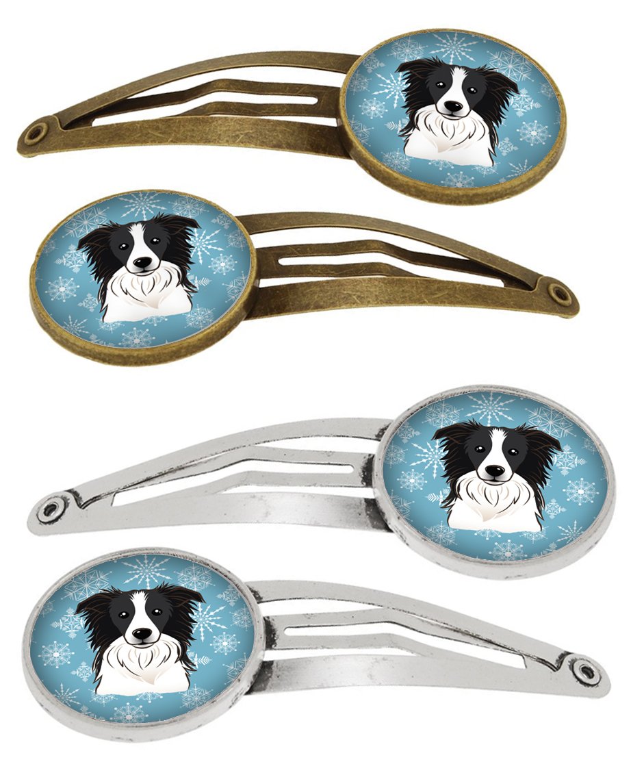 Snowflake Border Collie Set of 4 Barrettes Hair Clips BB1675HCS4 by Caroline's Treasures