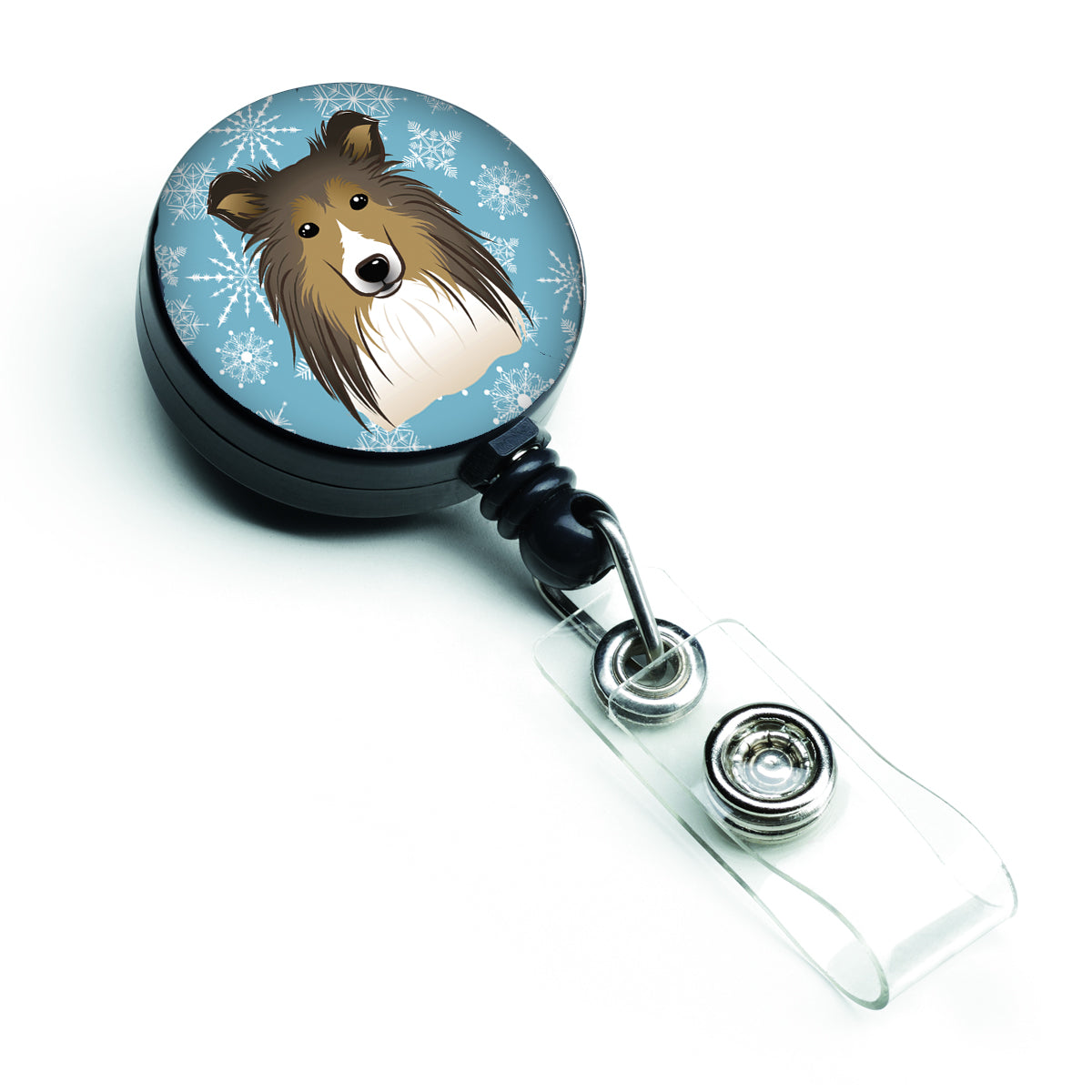 Snowflake Sheltie Retractable Badge Reel BB1676BR.