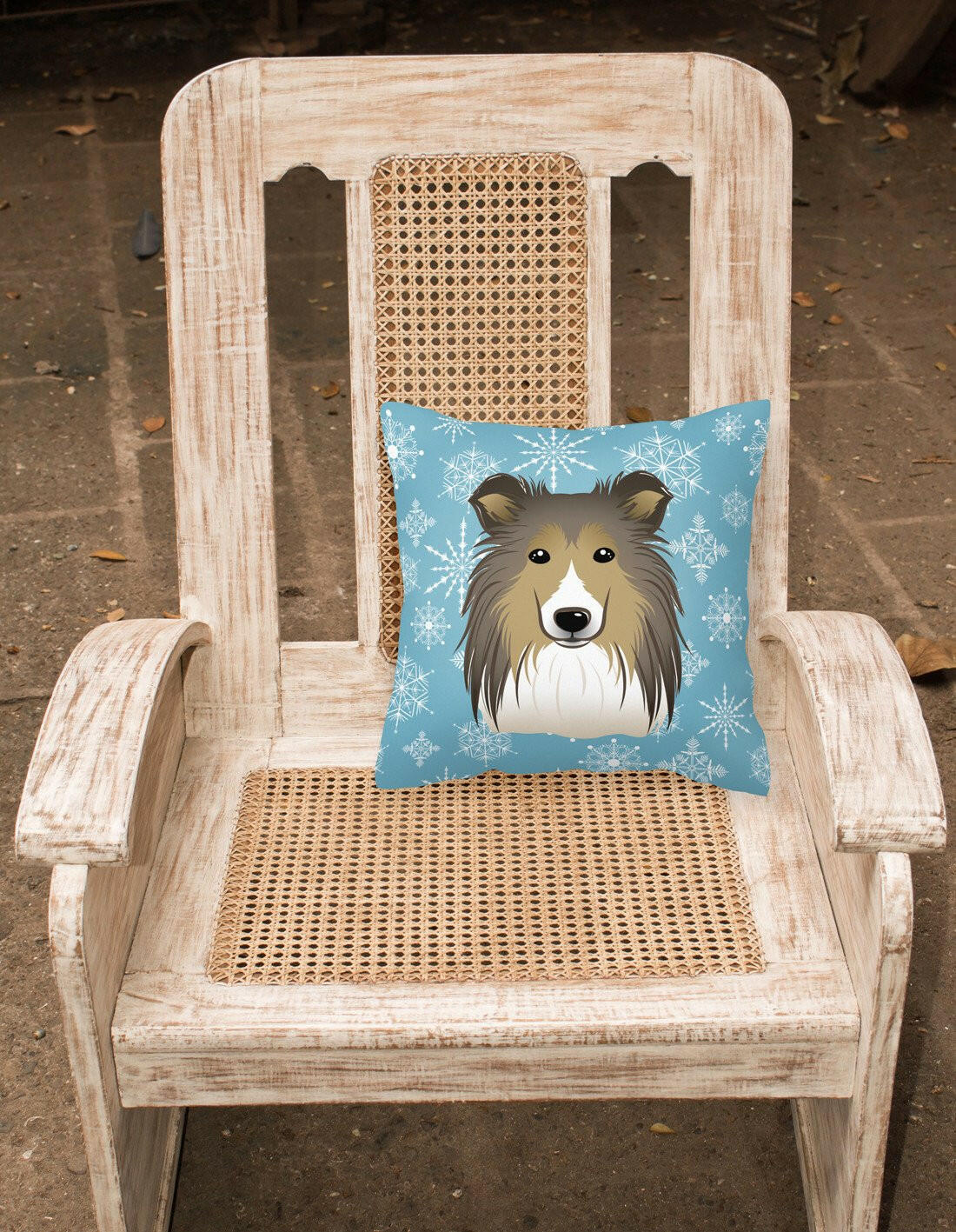 Snowflake Sheltie Fabric Decorative Pillow BB1676PW1414 - the-store.com