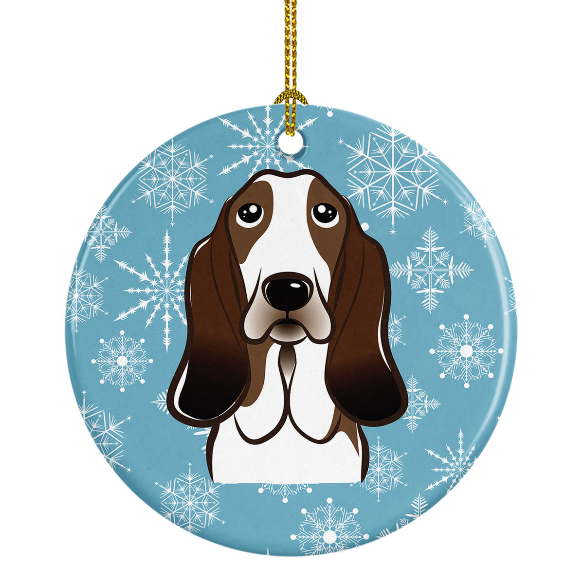 Snowflake Basset Hound Ceramic Ornament BB1677CO1 - the-store.com