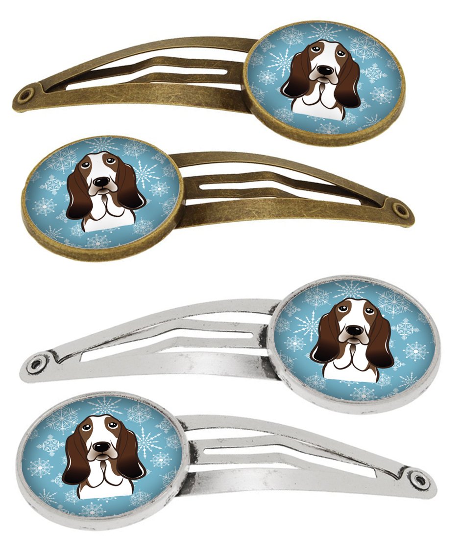 Snowflake Basset Hound Set of 4 Barrettes Hair Clips BB1677HCS4 by Caroline's Treasures